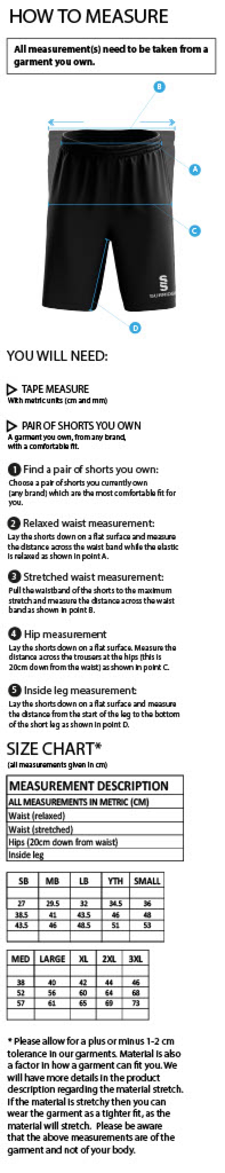 Bristol Staff - Performance - Ripstop Pocketed Shorts - Women's Fit - Size Guide