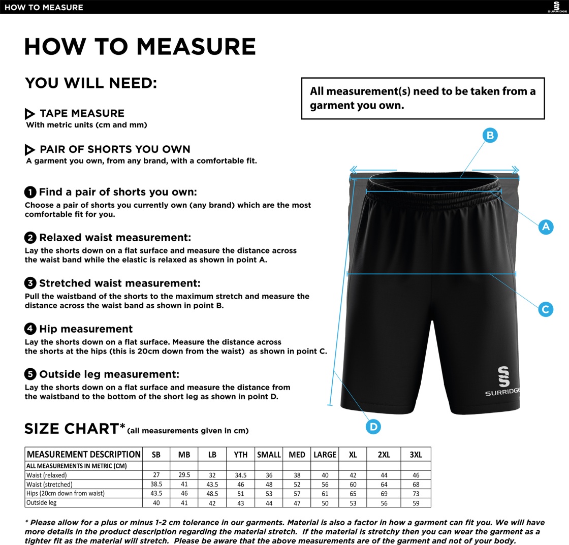 Bristol Staff - Performance - Ripstop Pocketed Shorts - Men's Fit - Size Guide